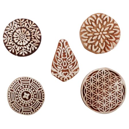 Set of 5 Piece New Mix Wooden Printing Blocks